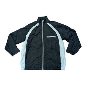 Vintage Nike Windbreaker Jacket Mens Large 2000s Y2K Black White Track Full Zip